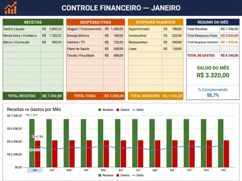 Controle Financeiro Mensal