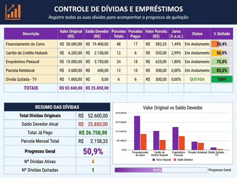 Controle de Dívidas e Empréstimos