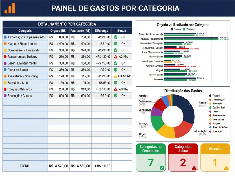 Painel de Gastos por Categoria